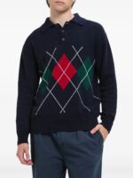 BARACUTA Maglia Polo Neck Argyle Blue