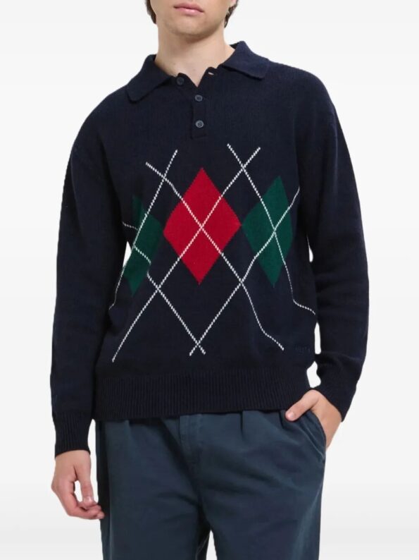 BARACUTA Maglia Polo Neck Argyle Blue