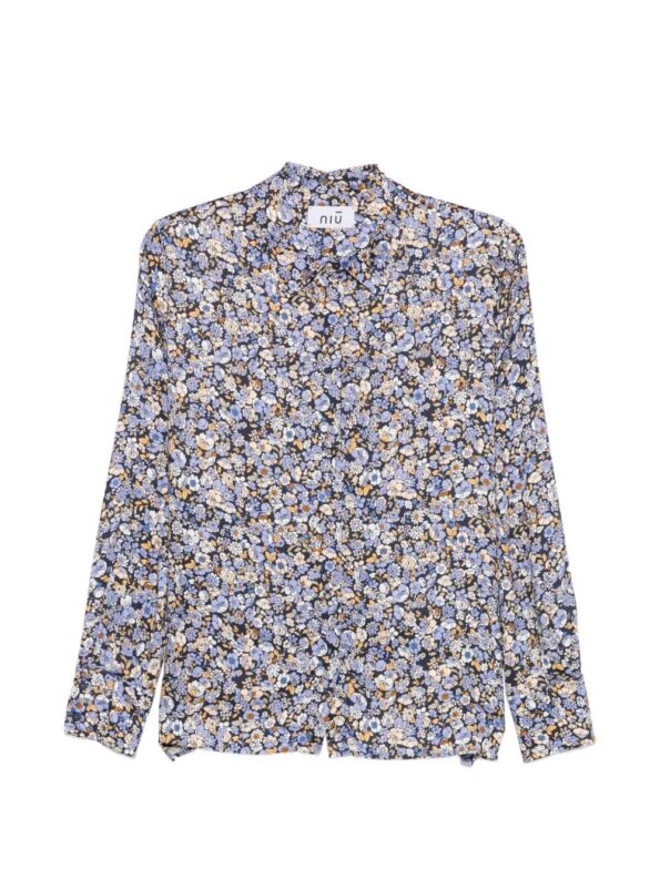 NIU Camicia fiorellino mussola Blue