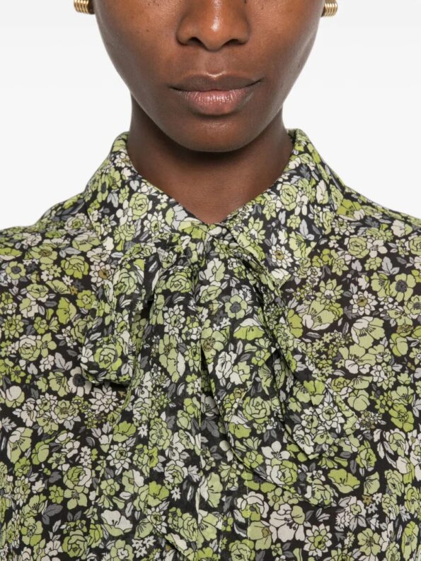 NIU Camicia fiorellino con fiocco Grey