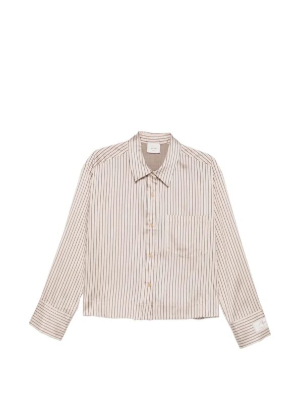 ALYSI Camicia rigata Brown