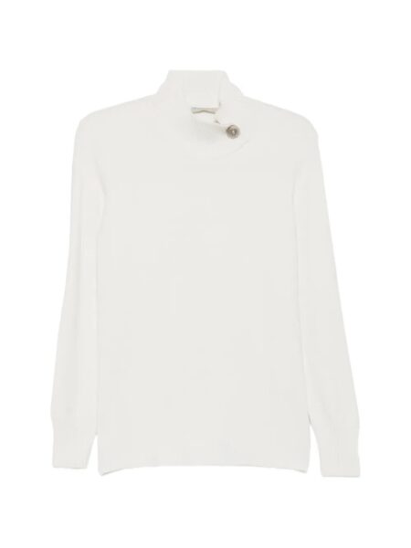 INTRECCI Dolcevita viscosa con bottone White